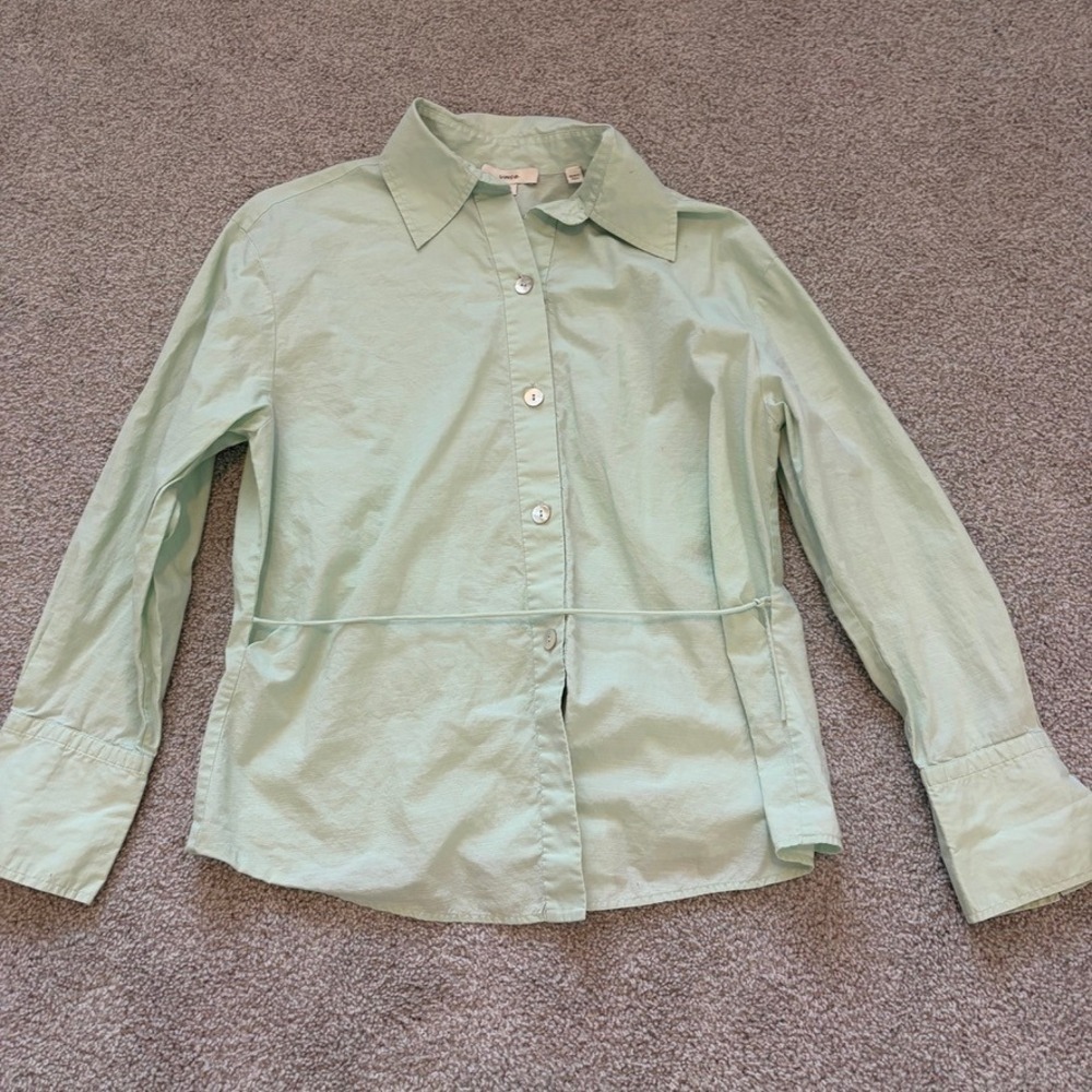 Vince Mint Green Button Down Shirt Womens S Mint Green Relaxed Tie Front Office